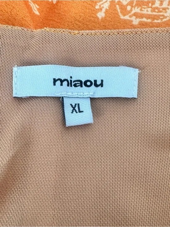 Miaou Viví Orange Cream Toile Print Square Neck Mini Dress SZ XL Feminine EUC - Picture 2 of 8